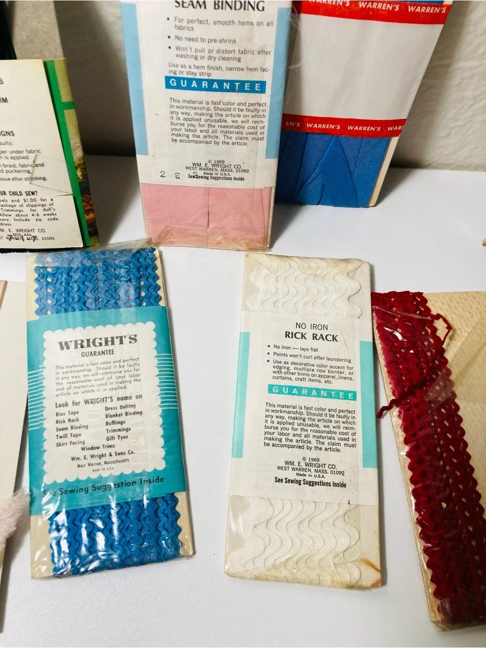 Vintage Assorted Sewing Hems and Bias Tape Bundle - Blue, Pink, Red, White